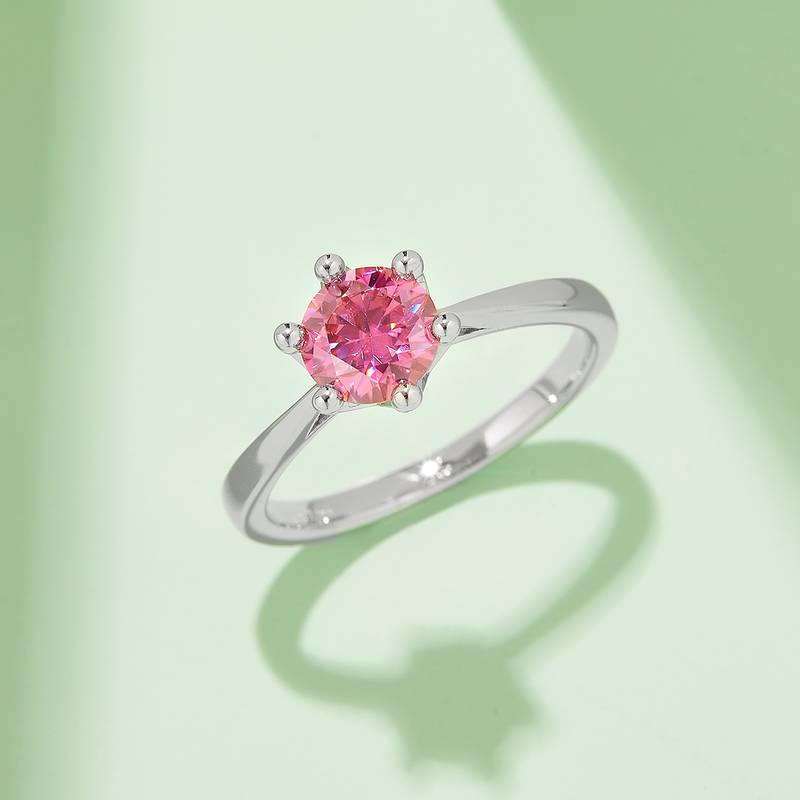直臂皇冠S925银镀白金MoissaniteWomen's Ring1ctD级